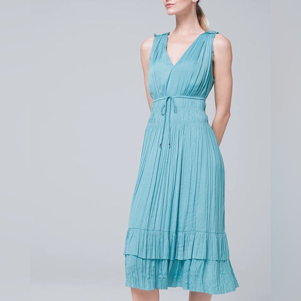NWT White House Black Market Pleated Light Blue Dress